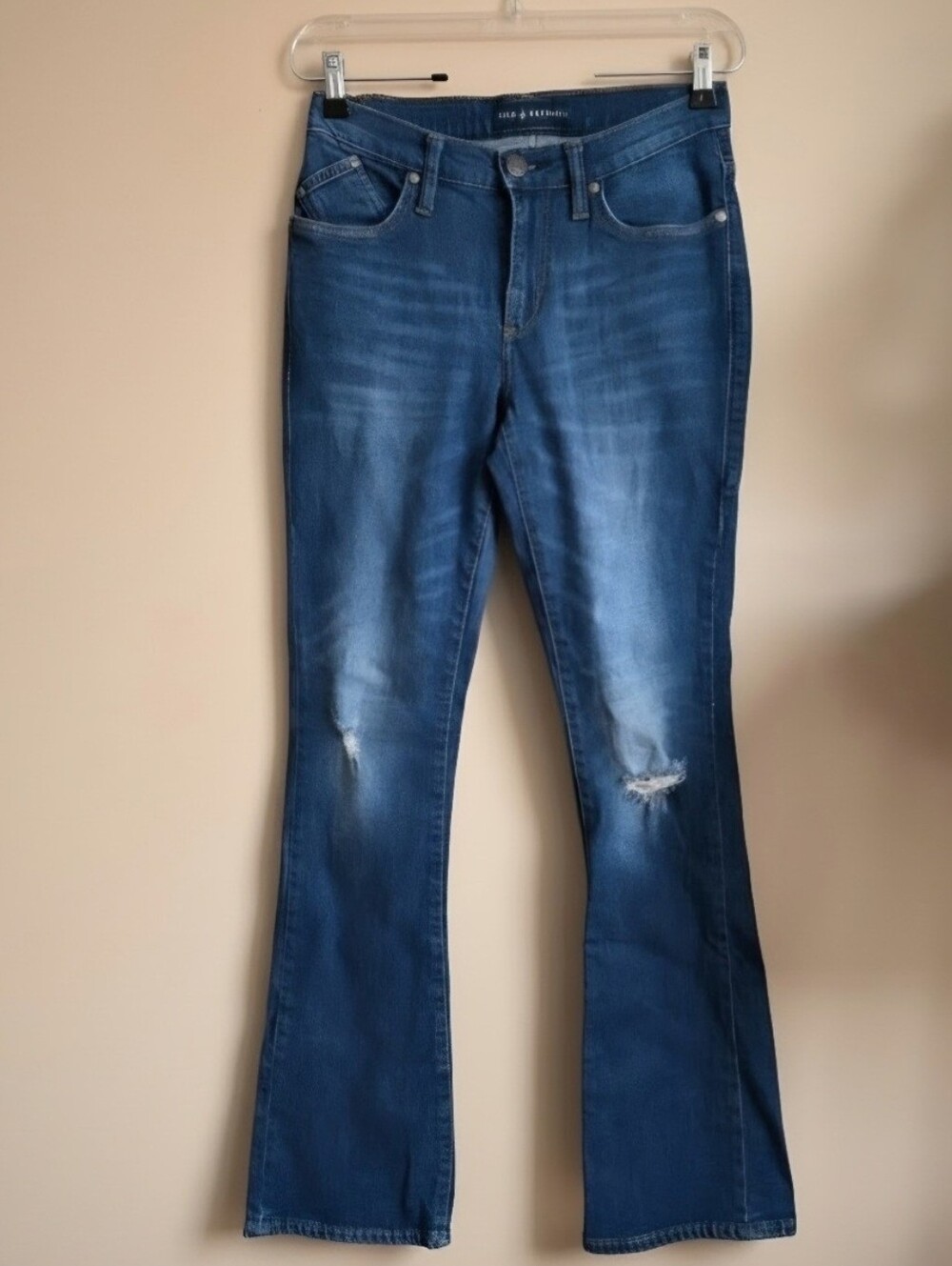 Rock & Republic Bootcut Jeans Womens 4 Distressed Y2K Mid Rise Medium Wash